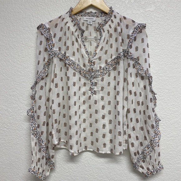 Anthropologie Calligraphie women's Peasant top Medium Long Sleeve - Picture 1 of 8